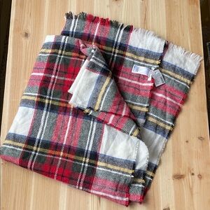 NWT Maurices Red and White Plaid Flannel Holiday Blanket Scarf